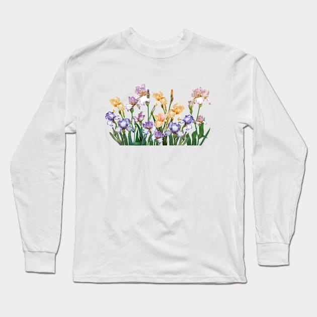 Iris Flowers Long Sleeve T-Shirt by Kraina